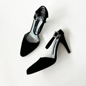 Cesare Paciotti Black‎ Suede Pointed Toe Stiletto Pumps Dagger Heels Size 35.5